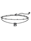 FaithHeart Initial Ankle Bracelets for Women, Waterproof 14k Gold Plated Initial Anklets Non Tarnish Stainless Steel Cute Layered Anklet Summer Beach Jewelry - color: Black, size: Initial B