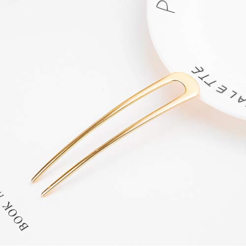 [2 Pack] Benefree U-Shape Hairpins, Bride Hair Accessories Hair Pins Clip Vintage Hair Stick,Hairstyle Chignon for Women Girls-Gold - color: 2P Gold