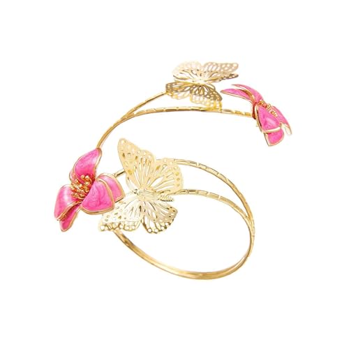 Fuqimanman2020 Colorful Butterfly Flower Arm Cuff Bracelet Adjustable Summer Beach Armband for Women - color: B