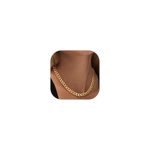 NECOCY 14K Gold Plated Layered Necklace for Women, Dainty Chain Necklace Stackable Trendy Cuban Link Rope Snake Chain Choker Simple Chunky Herringbone Necklace Stack Jewelry Set Gift for Women - style: Cuban Chain