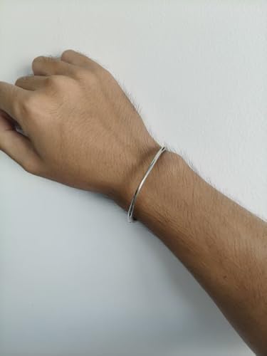 Kim Carrey S925 Sterling Silver Bracelet, Stacked Bracelets Open Bangle Cuff Design, Men's Gift Jewelry for My Man - style: Bone