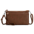 befen Genuine Leather Wristlet Clutch Wallet Purses with RFID Blocking, Small Crossbody Bags Shoulder Handbag for Women - color: Cognac Brown