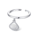 CHIC & ARTSY 925 Sterling Silver Open Toe Ring for Women - Lightweight Comfortable Yoga Toe Rings, Adjustable Stackable Toe Rings, Boho Coastal Vacation Beach Foot Jewellery - color: Seashell
