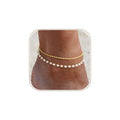 Gold Ankle Bracelets for Women, Dainty 14K Gold Plated Anklets for Women Waterproof Cuban Link Chain Pearl Anklet Set Trendy Layered Stackable Ankle Bracelet Non Tarnish Jewelry for Her - color: A0245