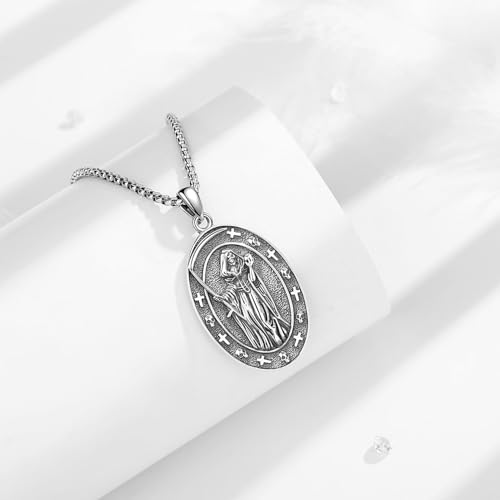 INFUSEU Mystical Hecate Triple Moon Goddess Necklaces, Divine Feminine Protection Gifts - style: Santa Muerte