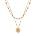 Yoosteel Layered Initial Necklaces for Women Trendy - 14K Gold-Plated Dainty Layering Paperclip Chain Coin Initial Necklace Jewelry Gifts for Women Mom Wife Teen Girls - color: Gold, style: N