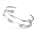 MEALGUET Stainless Steel Mens Cuff Bracelet : Minimal Cool Silver/Black/Gold Plated Open Metal Cuff Bangle Bracelets for Men,Mens Bracelet Jewelry Gift - color: Silver-2-Pack, size: Medium( fit 5.5"-7.2" wrist)