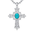 Turquoise Necklaces 925 Sterling Silver Western Necklace Boho Jewelry for Men Women Her Birthday Valentines Day Gifts - style: 6-Cross Necklace