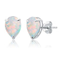 14k Yellow or White Gold Teardrop Gemstone Pear Shape Stud Earrings for Women with Push Backs and 8mm x 6mm Birthstone by MAX + STONE - color: Created Opal