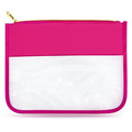 LOKFAR Nylon Makeup Bag DIY Chenille Letter Clear Travel Zipper Pouch, Preppy Makeup Bag Clear Cosmetic Bag, Water-proof Makeup Travel Pouch Snack Bags for Women (Rose Red) - color: Rose Red