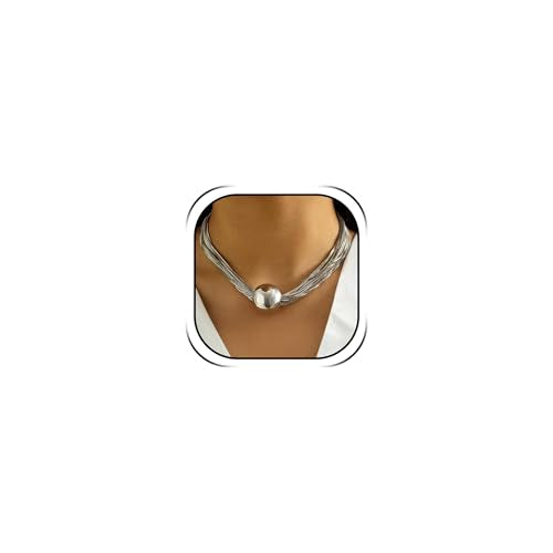 Chunky Chain Necklaces Women Statement Collar Necklace Gold Flat Snake Chain Choker Ribbed Design for Party, Dress Jewelry Gifts - color: B2:Silver Necklace