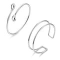 2Pcs Arm Cuff Gold Upper Arm Cuff for Women Adjustable Upper Arm Bracelets Open Irregular Arm Bangle Minimalist Coil Swirl Armlets Armband Jewelry - style: styleG silver