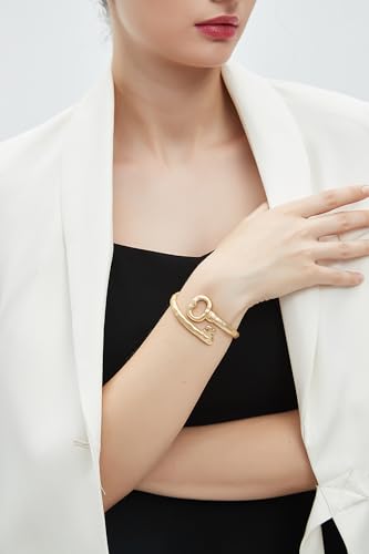 Gold Cuff Bracelet for Women Silver Beaded Bracelets Open Bangle Stackable Stretch Bead Bracelet Boho Jewelry Gifts for Wife Couple - style: Gold Cuff Bracelet