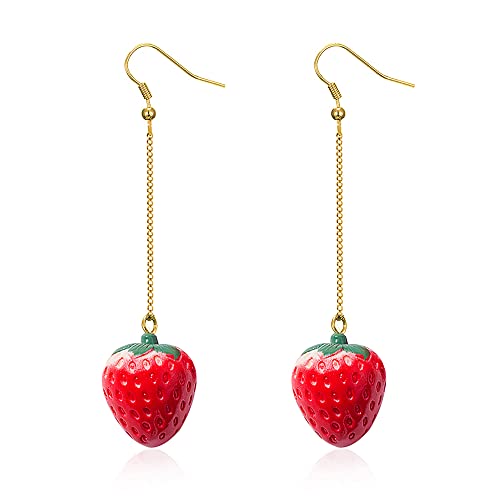 Cute Strawberry Earrings for Women-3D Acrylic Strawberry Drop Dangle Earring Costume Accessories Halloween Christmas Party Jewelry - style: B:Drop