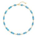 CANEVINKA Bohemian Beaded Choker Necklace 18K Gold Plated Bead Pendant Necklace Vintage Handmade Jewelry for Women - style: Blue Beaded Pearl