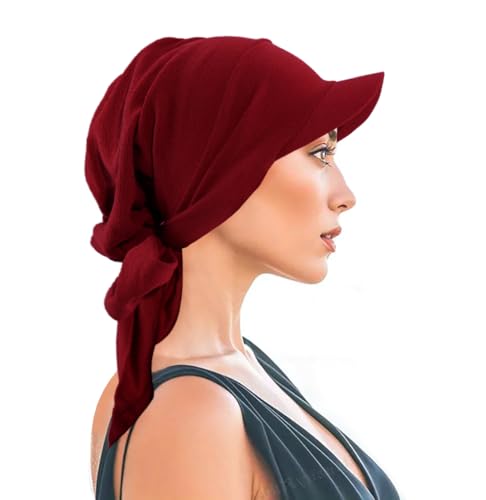XYIYI Chemo Headwear for Womens Cancer Patients, Head Scarf Chemotherapy Headwraps Hat - color: Wine Red