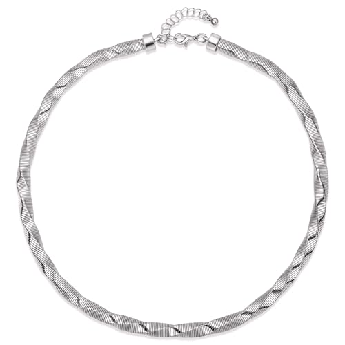 Chunky Gold Collar Choker Statement Necklace for Women Trendy | Gold Plated Layered Twist Flat Thick Snake Herringbone Chain African Torque Necklace Prom Boho Necklaces Party Jewelry Gift - style: Twist Link Chain/Silver