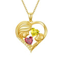 Mothers Day Gifts 14K Yellow Gold Mother Daughter Heart Pendant Necklace with 12 Months Birthstone Birthday Gifts for Mom Anniversarry Jewelry for Mom Wife Girlfriend - color: 01-11-Jan-Nov Birthstone