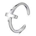 CHIC & ARTSY 925 Sterling Silver Open Toe Ring for Women - Lightweight Comfortable Yoga Toe Rings, Adjustable Stackable Toe Rings, Boho Coastal Vacation Beach Foot Jewellery - color: Cross/silver
