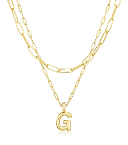 adoyi Dainty Heart Initial Necklaces 14K Gold Plated Layered Letter A-Z Pendant Necklace Stack Trendy Jewelry Birthday Valentines Gifts for Women Jewelry - color: Gold-Letter, style: G