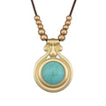 Bohemian Necklaces for Women Long Leather Necklace with Large Pendant Chunky Boho Hippie Jewelry Pendant Chocker Necklace - style: Womens Necklaces Trendy Boho