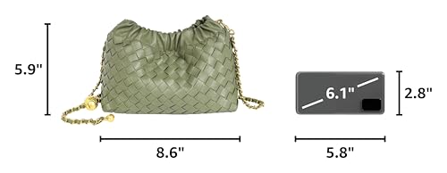 Joryin Woven Women's Crossbody Bag & Evening Purse, Trendy Dumpling Clutch & Hobo Cloud Shoulder Bag Trendy Dumpling Clutch - color: Woven Leather-sage Green