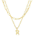 adoyi Dainty Heart Initial Necklaces 14K Gold Plated Layered Letter A-Z Pendant Necklace Stack Trendy Jewelry Birthday Valentines Gifts for Women Jewelry - color: Gold-Letter, style: R