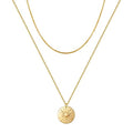 Turandoss Gold Layered Necklaces for Women - 14K Gold Plated Handmade Multilayer Bar Pearls Coin Disc Moon Butterfly Medallion Adjustable Dainty Layered Choker Necklaces for Women Jewelry - style: 2PCS - Chain&Sunbeam