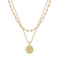Yoosteel Layered Initial Necklaces for Women Trendy - 14K Gold-Plated Dainty Layering Paperclip Chain Coin Initial Necklace Jewelry Gifts for Women Mom Wife Teen Girls - color: Gold, style: T
