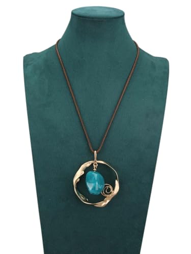 JAOYU Boho Necklace for Women Large Pendant Necklace Boho Long Choker Leather Gold Necklace Vintage Earthy Jewelry Trendy - style: Hippie Long Necklace