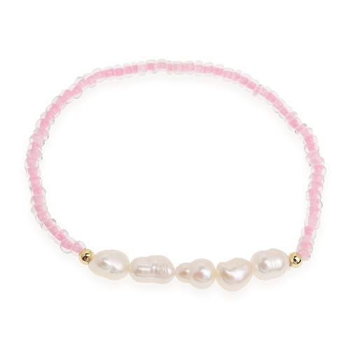 Freshwater Pearl Seed Bead for Women, Dainty Handmade Bohemian Stone Beaded Stretch Friend Bracelet Summer Beach Jewelry Gift