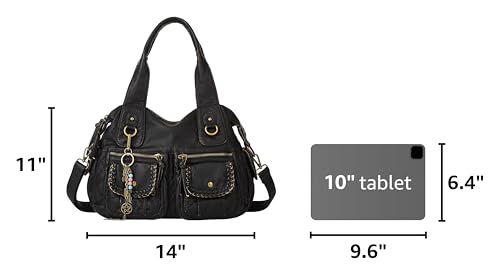 Worldlyda Women Canvas Hobo Purse Multi Pocket Tote Shopper Shoulder Bag Casual Top Handle handbag with Embroidery Ethnic - color: A9-kks4-tfl7