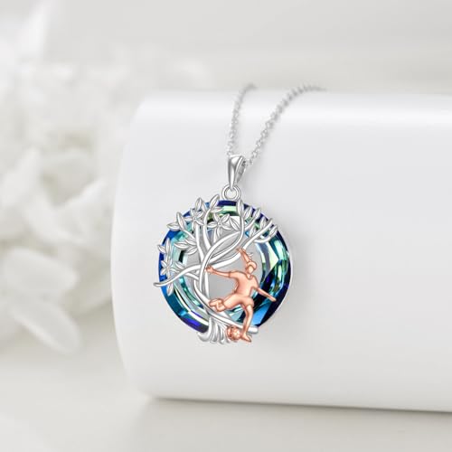 YFN Tree of Life Necklace Sterling Silver Crystal Jewelry Graduation Birthday Gifts for Women - color: Soccer