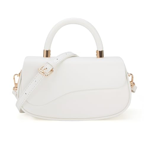 Milan Chiva Small Top Handle Purse for Women Elegant Crossbody Bag with Adjustable Strap for Evening Party & Daily Use - color: White