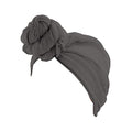 Qianmome Womens Big Flower Turban Beanie Elegant Cap Head Wrap Stretch Long Hair Scarf Headscarf - color: Black