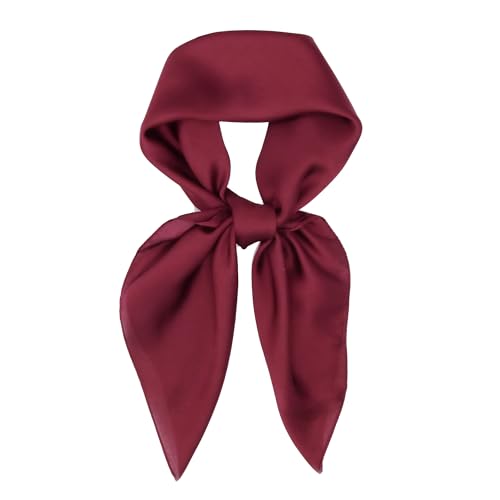 vimate Head Scarf for Women Hair 27'' Square Satin Silk Feeling Bnadana Neck Scarf Handbag Accessories Etc - color: C104#. Burgundy