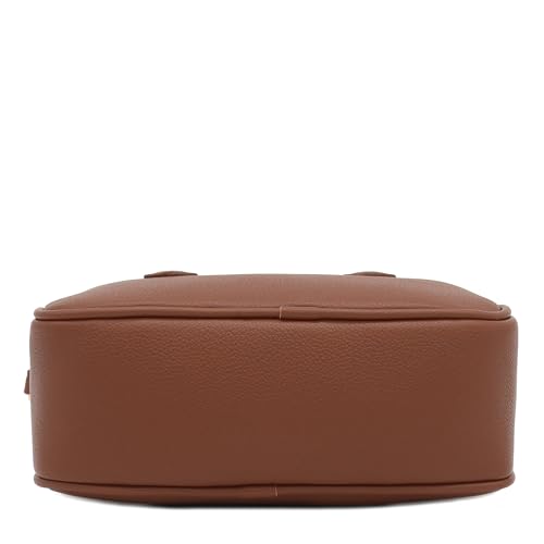 FashionPuzzle Mini PU Leather Satchel Purse Top Handle Crossbody Bag - color: Brown