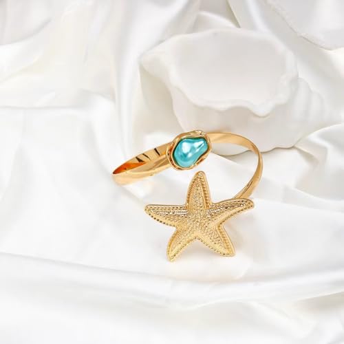Arm Cuff for Women Gold Upper Arm Bracelet Minimalist Adjustable Cuffs Bangle Punk Dress Jewelry - style: Star B
