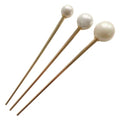 FOMIYES Metal Pearl Chopsticks Hair Sticks Set - 3 Pcs Chinese Hair Pins Clips for Women