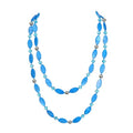 Long 48" Beaded Necklace for Women Boho Knot Strand Chunky Shell Crystal Beads Fashion Costume Jewelry for Gifts - color: Light Blue