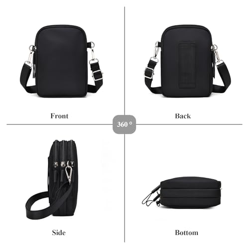 WITERY Waterproof Nylon Cute Crossbody Cell Phone Purse Smartphone Wallet Bag for Women - color: Black 3