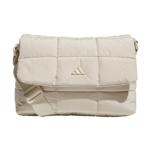 adidas Unisex Quilted Crossbody Bag – Soft Cushioned Puffer Purse, Foldover - color: Crystal Linen Beige