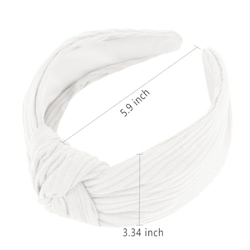 YISSION Wide Knotted Headbands for Women Non Slip Head Band White Headband Fashion Top Knot Hairband Hair Accessories for Women Girls - color: White
