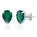 14k Yellow or White Gold Teardrop Gemstone Pear Shape Stud Earrings for Women with Push Backs and 8mm x 6mm Birthstone by MAX + STONE - color: Created Emerald