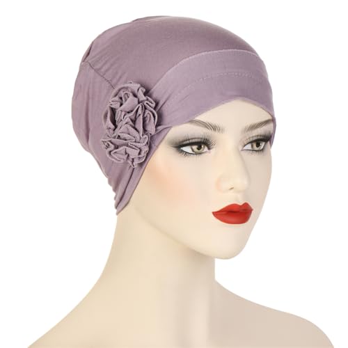 Headwrap Turbans for Women - Twist Soft Floral Solid Caps Pre Tied Chemo Beanies Headwear Hat for Cancer - color: Purple