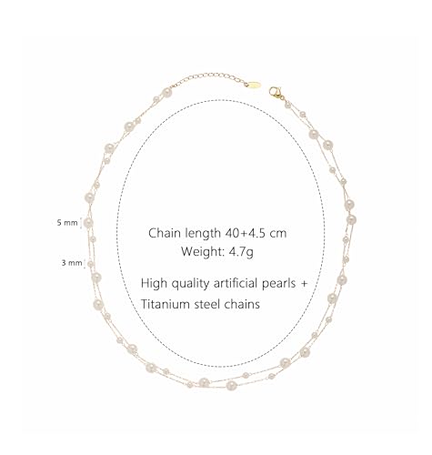 Pearl Necklaces for Women, Dainty Layered Pearl Choker Necklace, Handmade Elegant Gold and Pearl Necklace for Statement Jewelry
