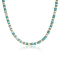 KissYan Boho Beaded Choker Necklace for Women, Gemstone Choker Natural Stone Freshwater Pearl Surfer Necklaces 14K Gold Plated Summer Beach Handmade Jewelry - color: L-Turquoise