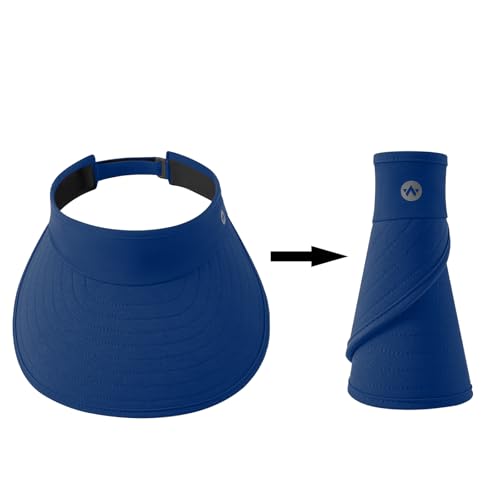 WANDER Sun Visor Hats for Women Wide Brim UV Protection Adjustable Large Golf Beach Cap Packable Travel Sport Visor - color: Royal Blue