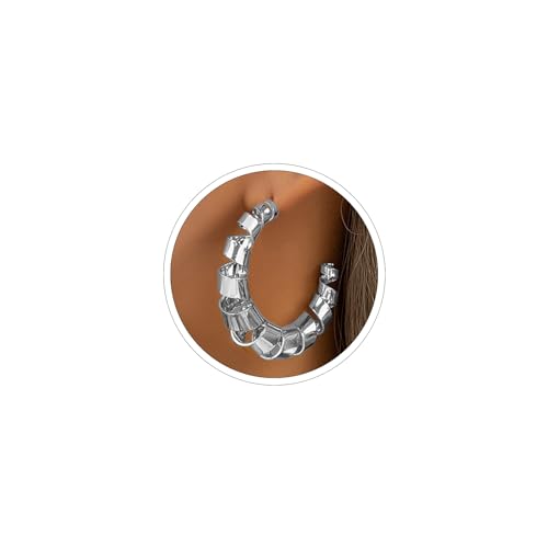 Large Hoop Earrings Lightweight Chunky Earrings for Women Chunky Earrings Big Hoop Earrings for Wedding - style: Dangle-Silver-01