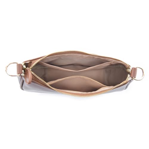 Shoulder Bag for Women with 2 Removable Straps and Zipper Closure Crossbody Bags Clutch Tote HandBags Purses | with 2 Removable Straps - color: Brown
